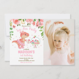 Invitación Tea-Rex Tutu Party Dinosaur 3rd Birthday Photo