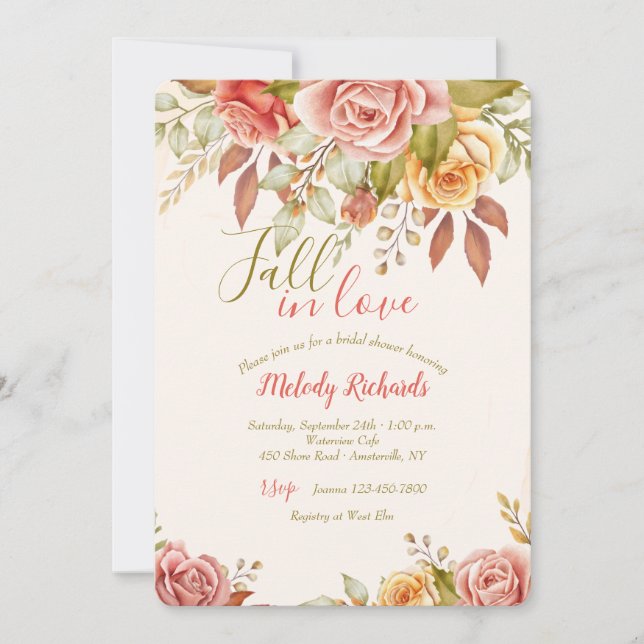 Invitación Tea Rosas Bridal Shower (Anverso)