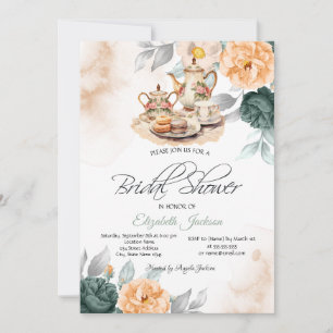 Invitación Tea Set Green Rosas Brillante