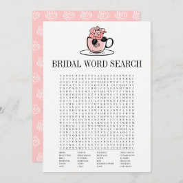 Invitación Tea Teacup Bridal Shower Word Search Game Card