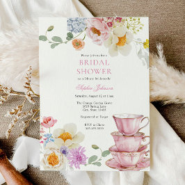 Invitación Tea Wildflower Pink Bridal Shower