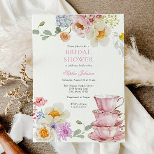 Invitación Tea Wildflower Pink Bridal Shower
