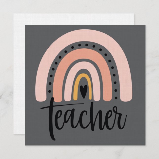 Invitación Teach Teacher Love Inspire Gift Rainbow  (Anverso / Reverso)