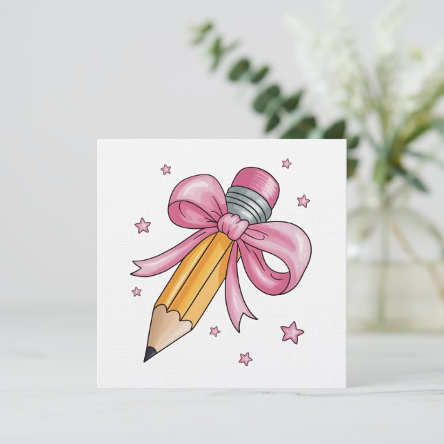 Invitación Teacher Bow Pencil Teaching Life Appreciation Gift (Anverso de pie)