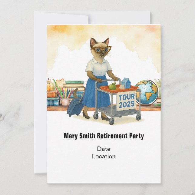 Invitación Teacher  retirement 2025 for cat lovers (Anverso)