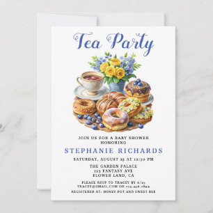 Invitación Teacup Donut Floral Tea Fiesta Baby Shower