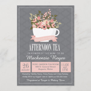 Invitación Teacup floral Tea Baby o Brige Shower
