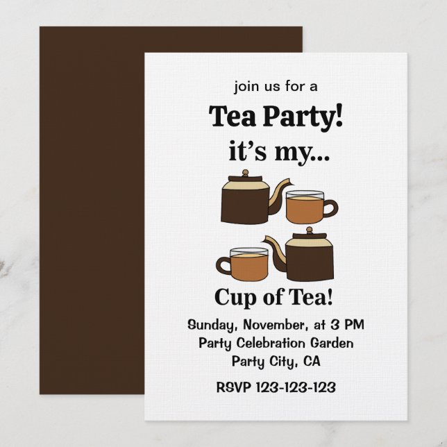 Invitación Teacup Teapot Its My Cup of Tea Party (Anverso / Reverso)