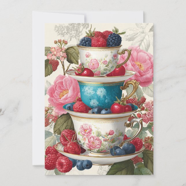 Invitación Teacup Whimsy | Berry Delight (Anverso)