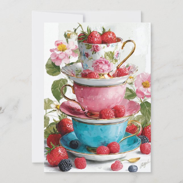 Invitación Teacup Whimsy | Encanto juguetón (Anverso)