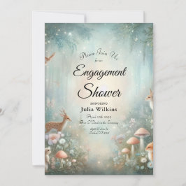 Invitación Teal and Peach Enchanted Forest Engagement Shower