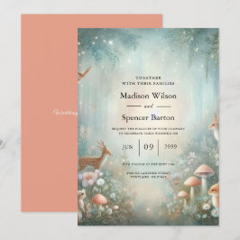 Invitación Teal and Peach Enchanted Forest Wedding