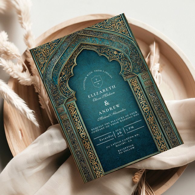 Invitación Teal Archway Islamic Wedding (Subido por el creador)