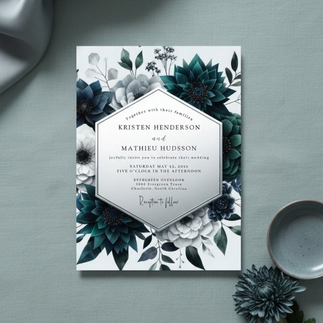 Invitación Teal Botanical Enchantment Wedding (Subido por el creador)