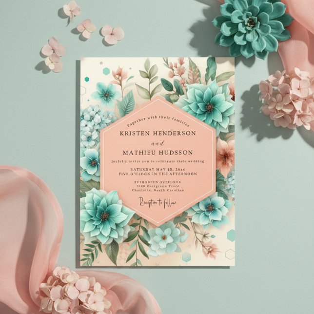 Invitación Teal Botanical Enchantment Wedding (Subido por el creador)