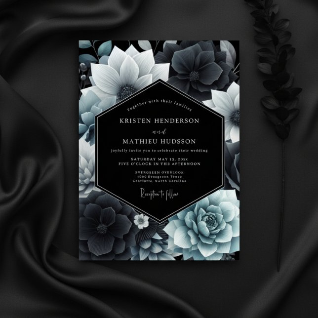 Invitación Teal Botanical Opulence Wedding (Subido por el creador)