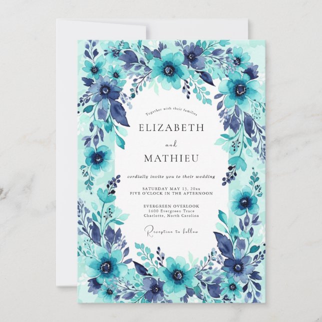 Invitación Teal Bountiful Summer Wedding (Anverso)