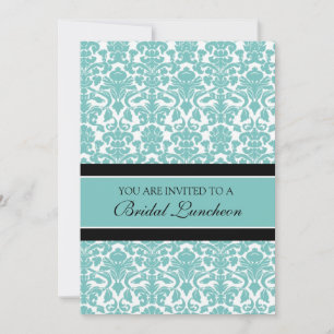 Invitación Teal Damask Bridal Luncheon Invitation Cards