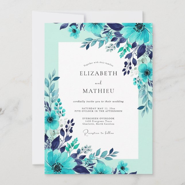 Invitación Teal Dazzling Summer Wedding (Anverso)