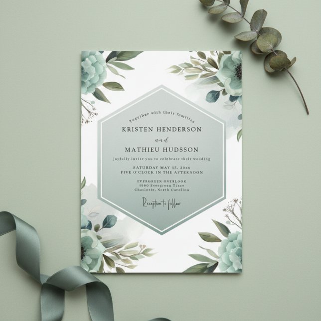 Invitación Teal Ethereal Bloom Wedding (Subido por el creador)