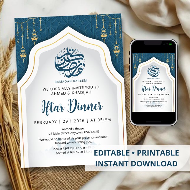 Invitación Teal Geometric Arch Ramadan Iftar Invitation (Subido por el creador)
