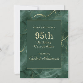 Invitación Teal Marble 95th Birthday