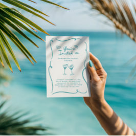 Invitación Teal Martini Bridal Shower Cocktail Party