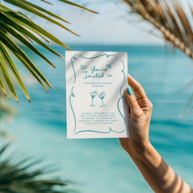 Invitación Teal Martini Bridal Shower Cocktail Party (Subido por el creador)