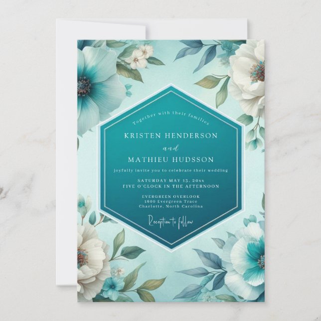 Invitación Teal Polished Spring Wedding (Anverso)