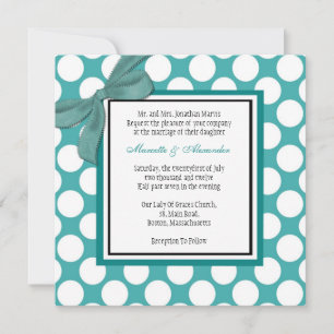 Invitación Teal Polka Dot Wedding Invitation