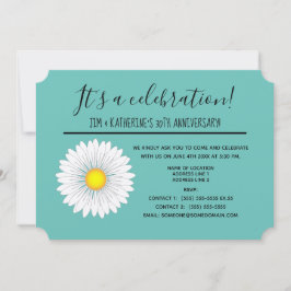 Invitación Teal Pretty Little Daisy 30º Aniversario de Boda