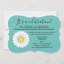 Invitación Teal Pretty Little Daisy 50 Aniversario de Bodas