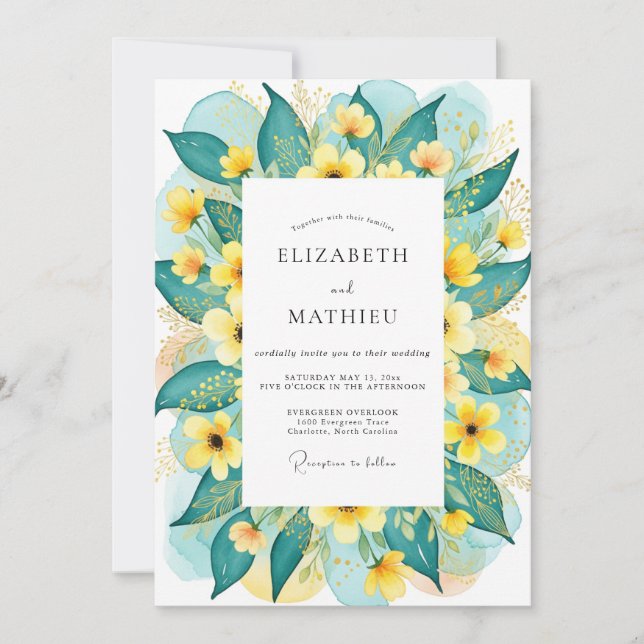 Invitación Teal Radiant Summer Wedding (Anverso)