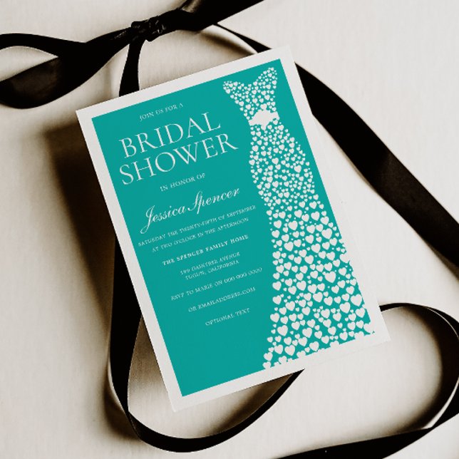 Invitación Teal White Wedding Dress Border Bridal Shower (Subido por el creador)