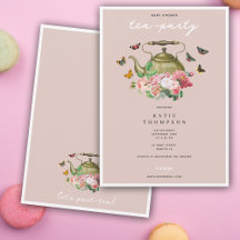 Teapot Fiesta Mariposas Florales Rosa Baby Shower