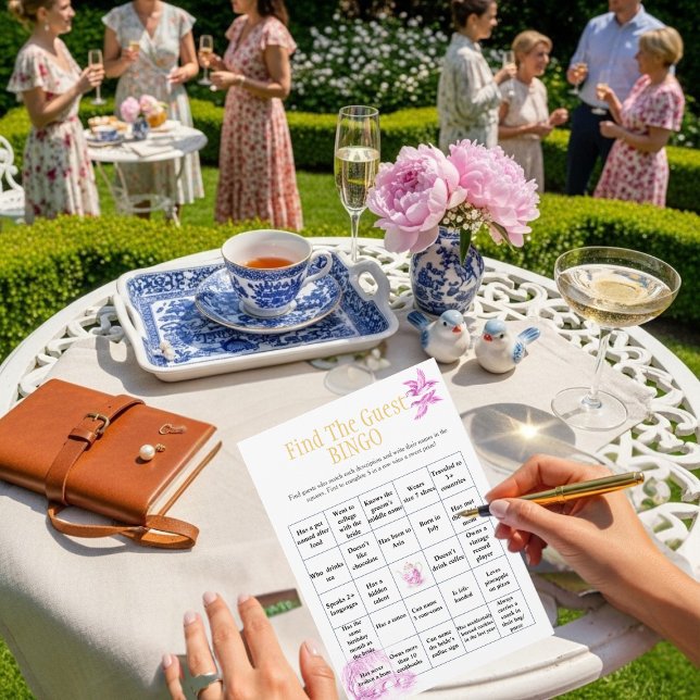 Invitación Teapot Find the Guest Bridal Shower Bingo game (Teapot Find the Guest Bridal Shower Bingo game)