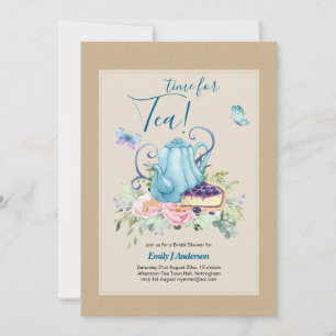 Invitación Teatima de ducha de novia de Teapot Tea de la tard