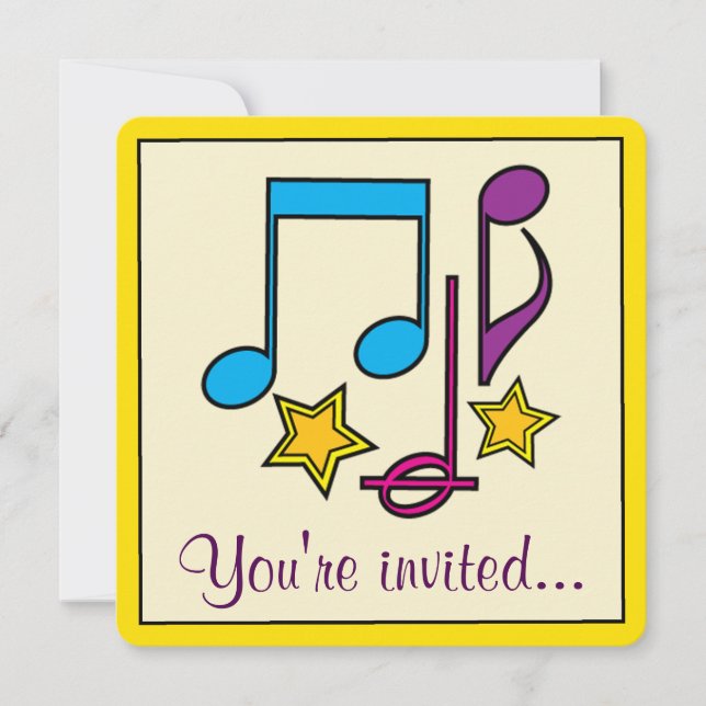 Invitación Teatro de cumpleaños, Fiesta musical o de cine con (Anverso)