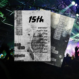 Invitación Teatro Son Cumpleaños Grunge Guitar