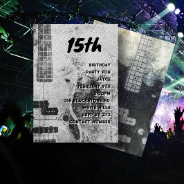 Invitación Teatro Son Cumpleaños Grunge Guitar