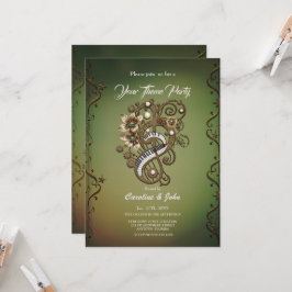 Invitación Teclado curvo de piano de vapor.