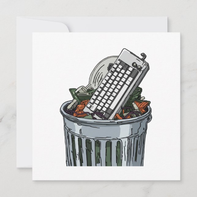 Invitación Teclado en cubo de basura (Anverso)