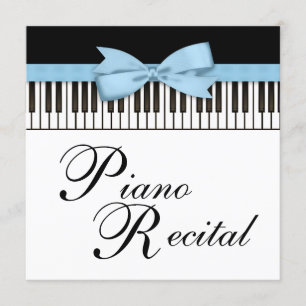 Invitación Teclas de piano negras blancas y azules para recit