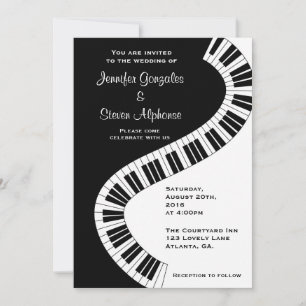 Invitación Teclas de piano onduladas boda