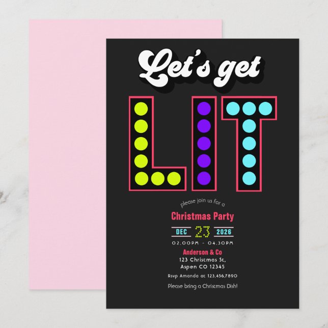 Invitación Técnico alegre Vamos a encender la fiesta retro de (Anverso / Reverso)