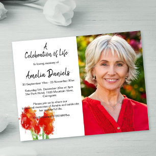 Invitación Ted Tulip Photo Celebration of Life Card