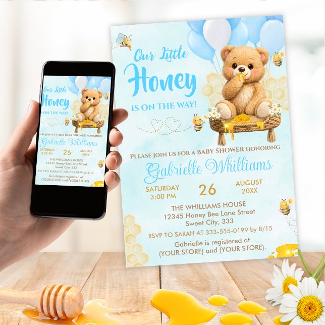 Invitación Teddy Bear - A Little Honey Baby Shower  (Subido por el creador)
