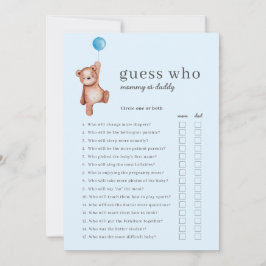 Invitación Teddy Bear adivina quién es el juego de Baby Showe