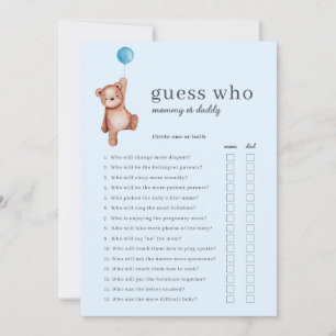 Invitación Teddy Bear adivina quién es el juego de Baby Showe