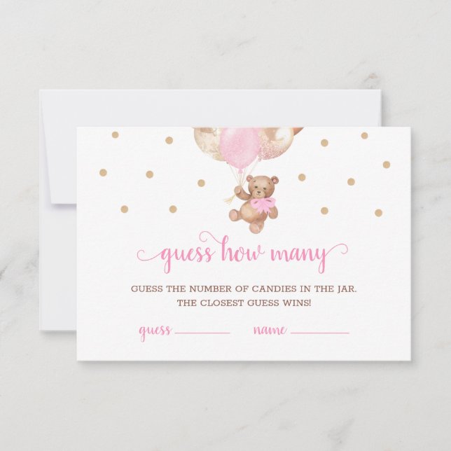 Invitación Teddy Bear Adivinan Cuántos Cañones Juegan Baby Sh (Anverso)